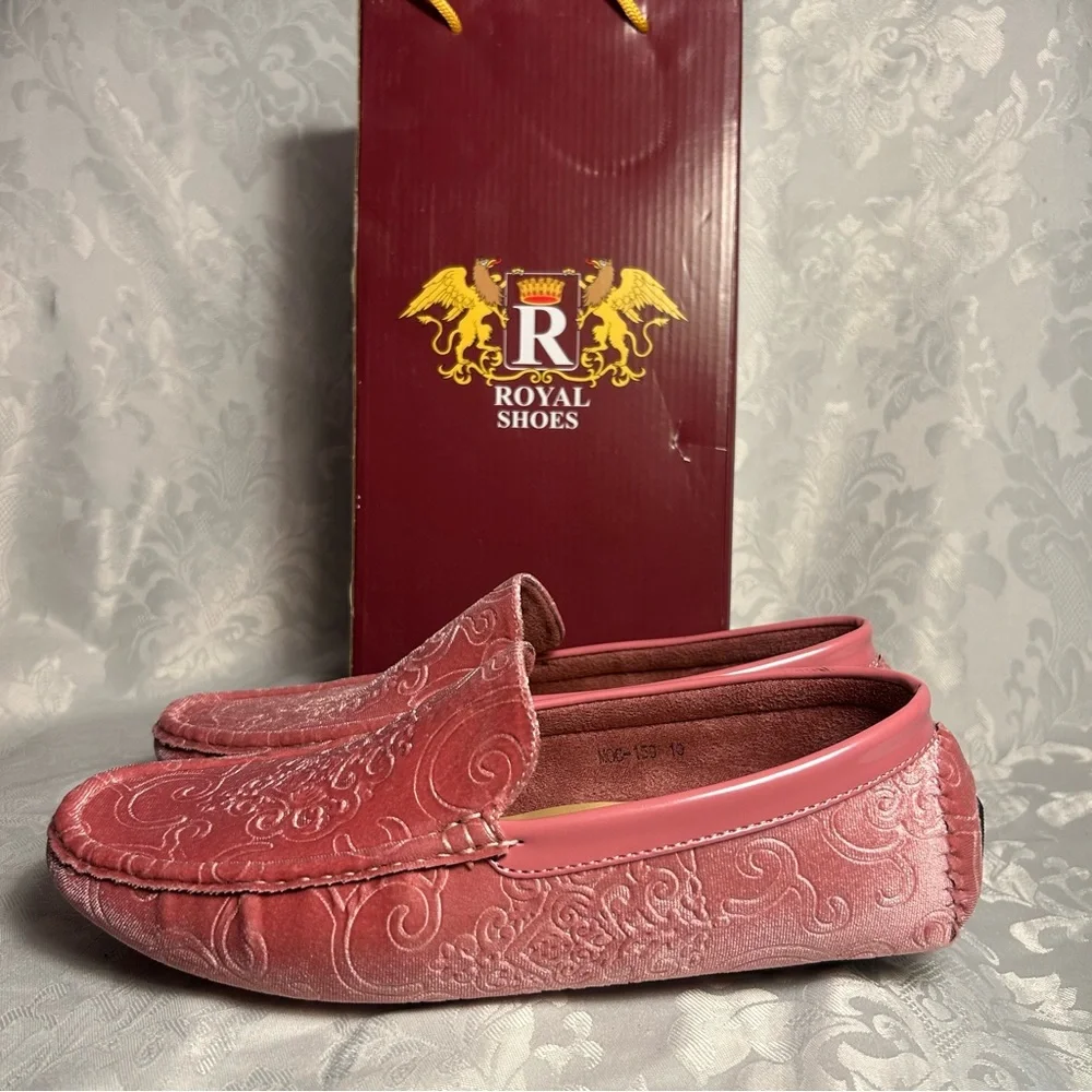 Men's Pink Velvet Loafers